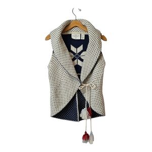 L.O.G.G Nordic Wrap Vest Womens S Wool Alpaca Blend Tasseled Skiing Snowflake